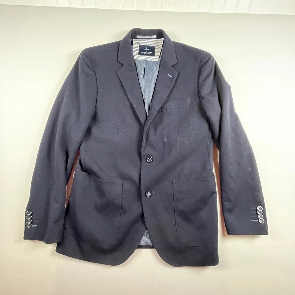 Tailorbyrd Collection Men's Navy Blazer‎ 38R Knit Stretch Fabric Suit Jacket